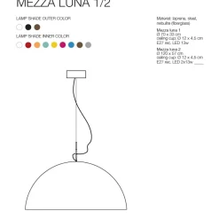 MEZZA LUNA Sehr große Hängeleuchte in weiss