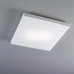 MONOBLOQUE Große, flache LED Deckenleuchte mit weißer Stoffbespannung