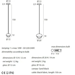 MUSE Kleine Pendelleuchte Schwarz u. Glas