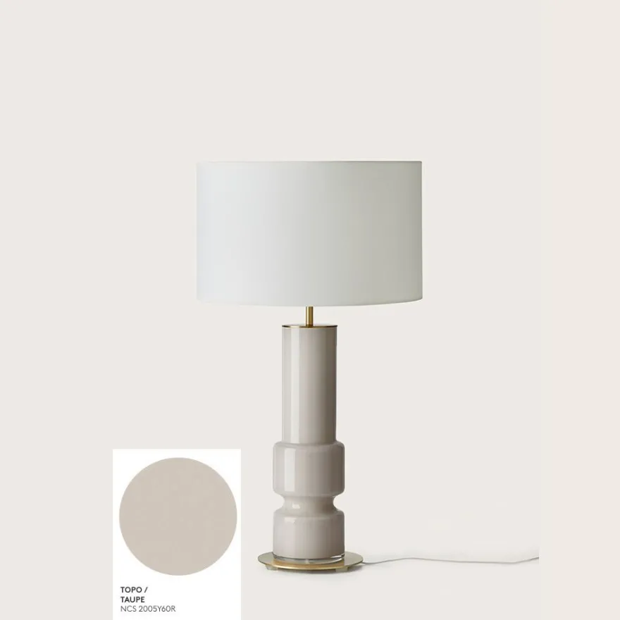 NOA Moderne Tischleuchte mit buntem Glas-Fuß