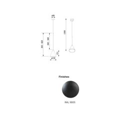 RIM Pendellampe aus Metall in Schwarz