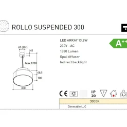 ROLLO Design Pendelleuchte mit Messing-Blende