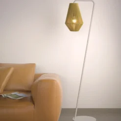 ROMBO Stehleuchte mit geometrischem Schirm aus Kordel