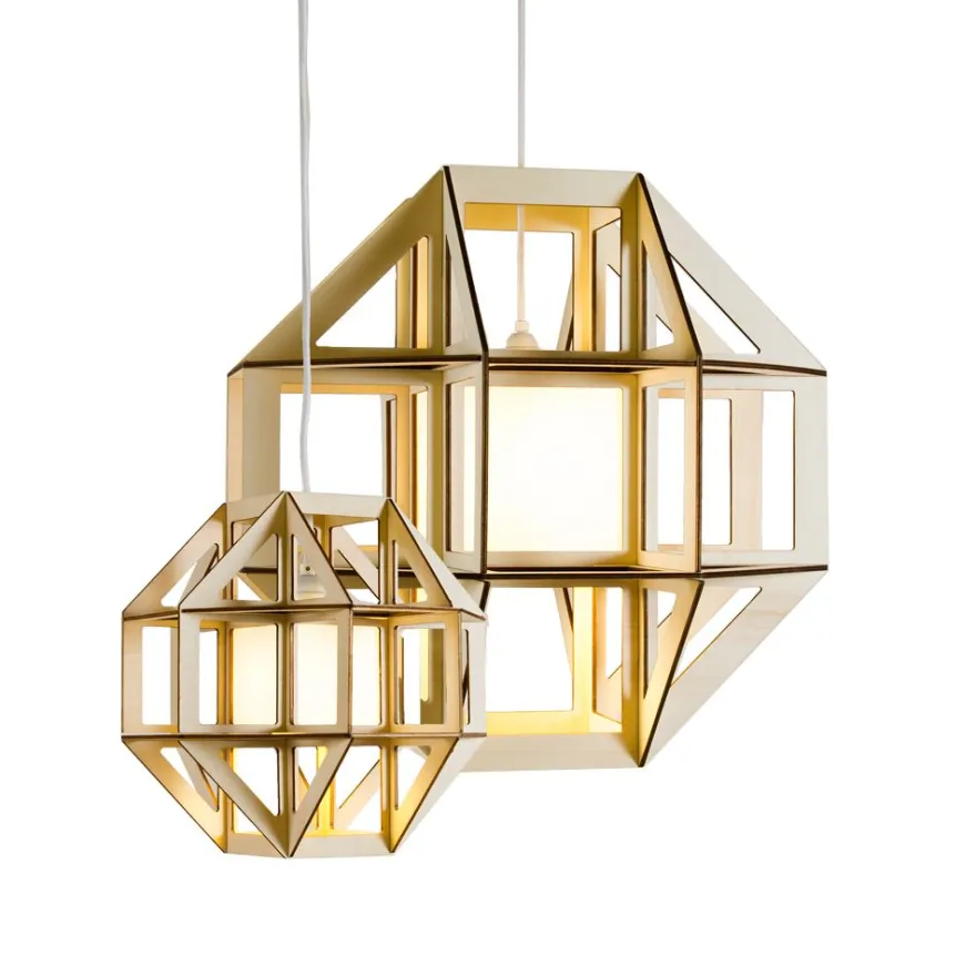 SATUR Geometrische Pendelleuchte aus Multiplex