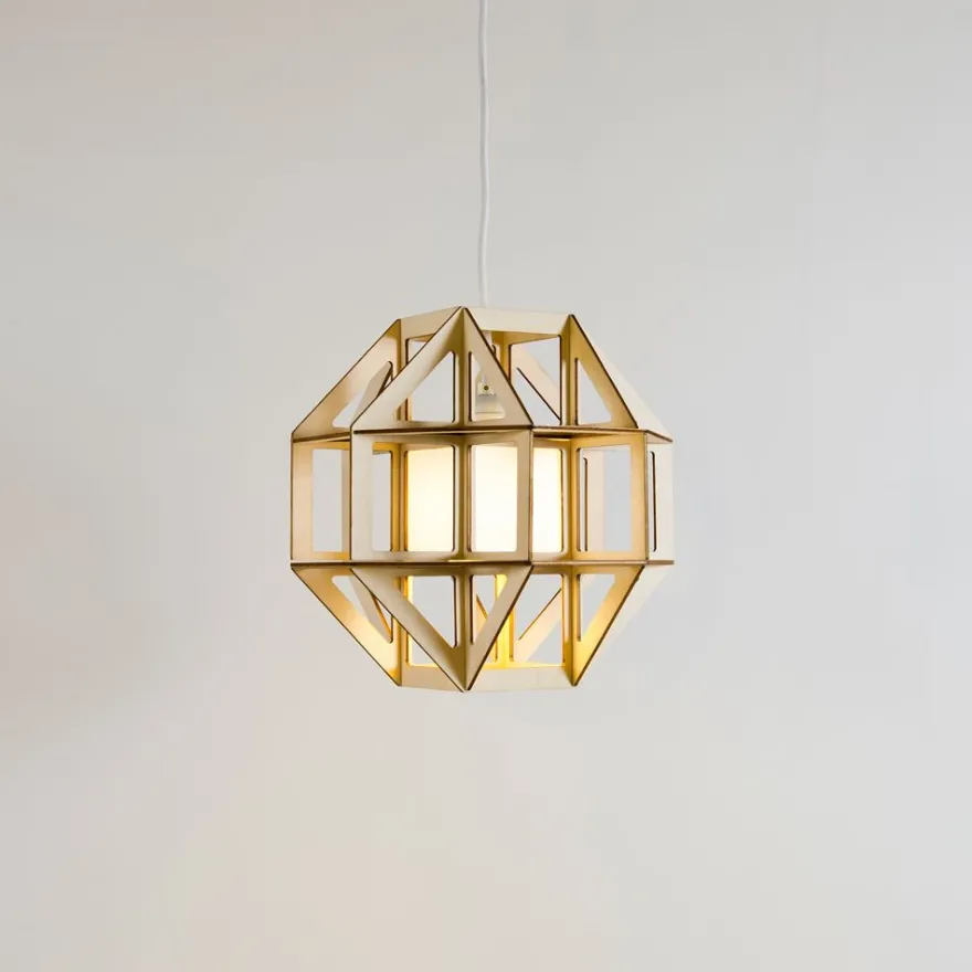 SATUR Geometrische Pendelleuchte aus Multiplex