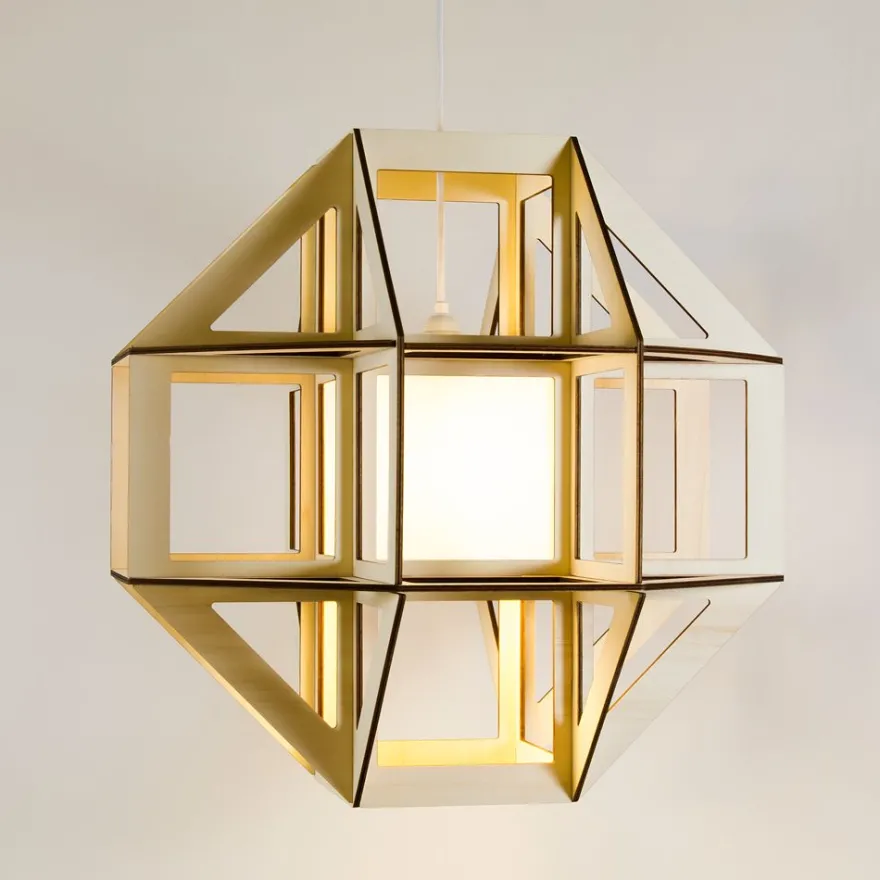 SATUR Geometrische Pendelleuchte aus Multiplex