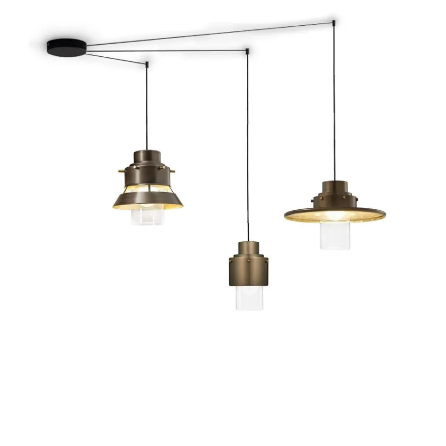 TRE GRAZIE 3-flam. moderne Hängeleuchte Bronze