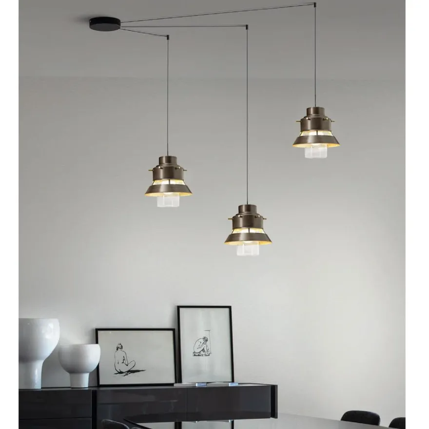 TRE GRAZIE 3-flam. moderne Hängeleuchte Bronze