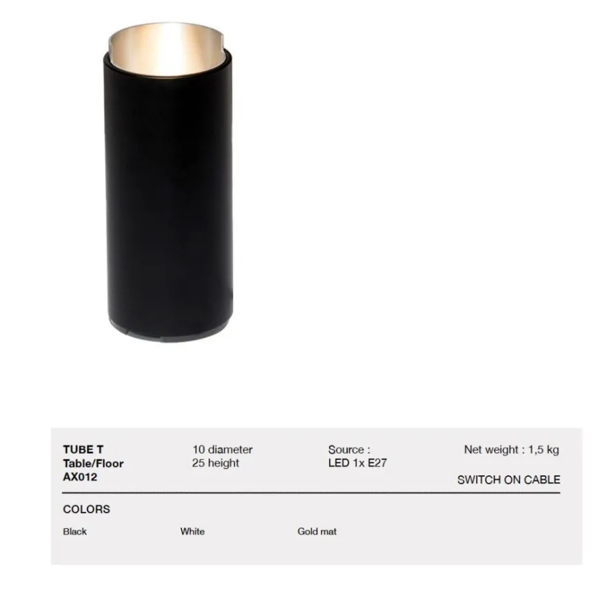 TUBE T Kleine Design-Stehleuchte in zylindischer Form